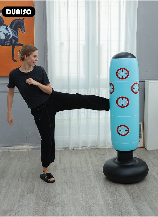 DUNISO Inflatable Boxing Column, 160cm Inflatable Boxing Bag Freestanding Punching Bag, Punching Bag for Kids Adults, for Karate, Home Boxing Practice with Immediate Bounce-Back to Release Stress  - Image 2