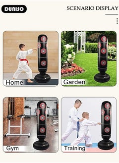 DUNISO Inflatable Boxing Column, 160cm Inflatable Boxing Bag Freestanding Punching Bag, Punching Bag for Kids Adults, for Karate, Home Boxing Practice with Immediate Bounce-Back to Release Stress  - Image 3