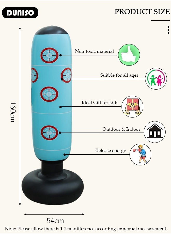 DUNISO Inflatable Boxing Column, 160cm Inflatable Boxing Bag Freestanding Punching Bag, Punching Bag for Kids Adults, for Karate, Home Boxing Practice with Immediate Bounce-Back to Release Stress  - Image 4