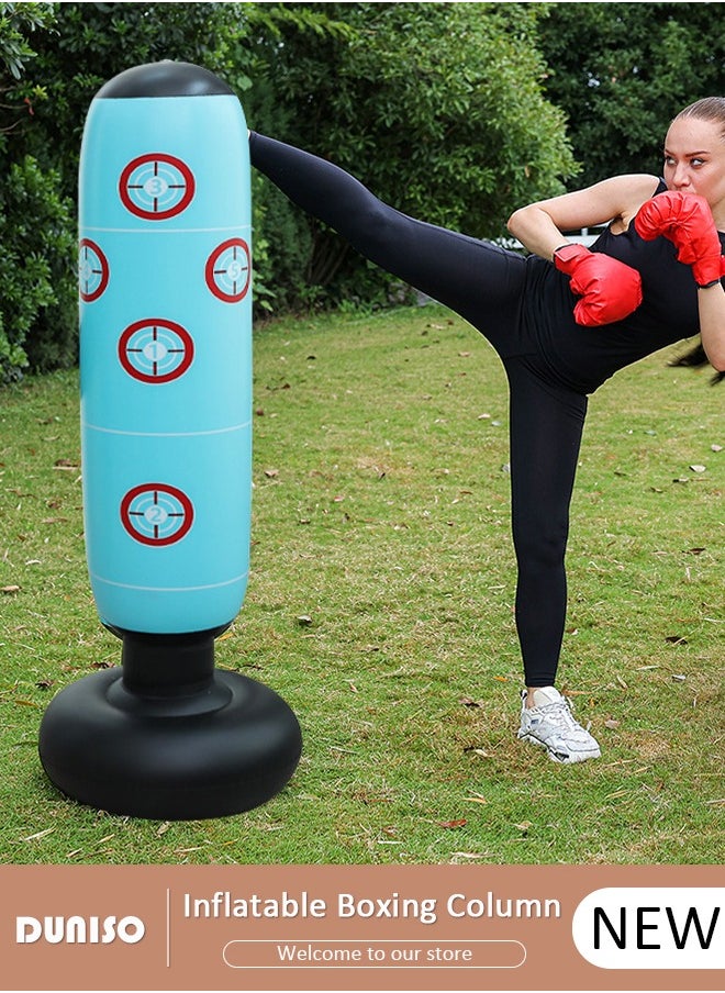 DUNISO Inflatable Boxing Column, 160cm Inflatable Boxing Bag Freestanding Punching Bag, Punching Bag for Kids Adults, for Karate, Home Boxing Practice with Immediate Bounce-Back to Release Stress  - Image 1