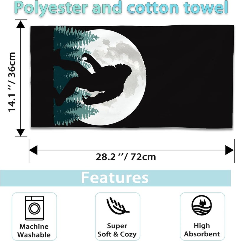 CXULIN Big Foot Hand Towels Set of 2,Forest Moon Soft Fingertip Bath Towel Small Face Washcloths Decor Kitchen Towel for Hotel Spa Gym Sport 28x14in - Image 2