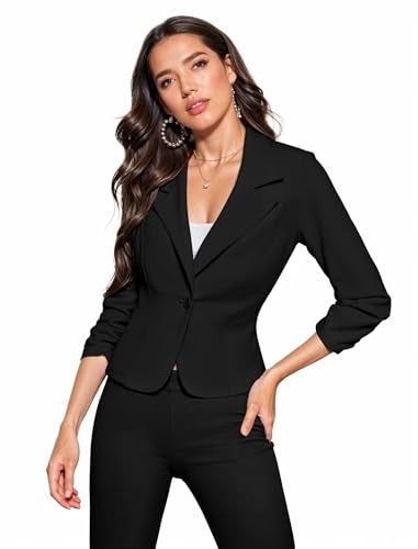 Hybrid & Company Women's Lightweight Casual Work Office Stretch Ponte Cardigan Blazer Jacket JK1131 Black Medium - Image 1