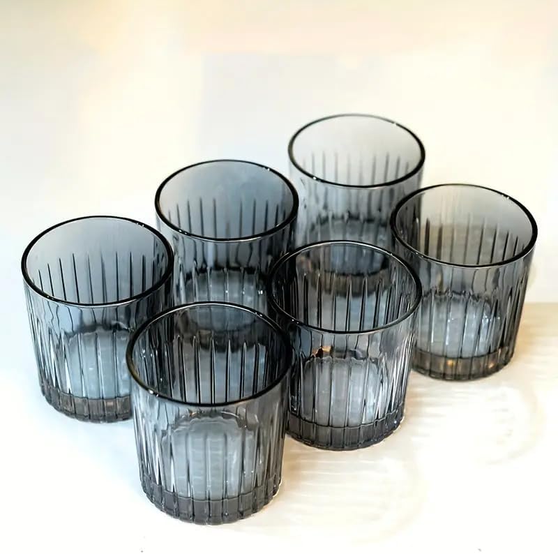 bellemax 300ML Juice and Water Glass Stylish Crystal Highball Drinking Glasses, Medium Size Tumbler Glasses for Juice, Water, Milk, lassi, Cocktails and Sharbat (TR-09, 6 Count (Pack of 1)) - Image 2