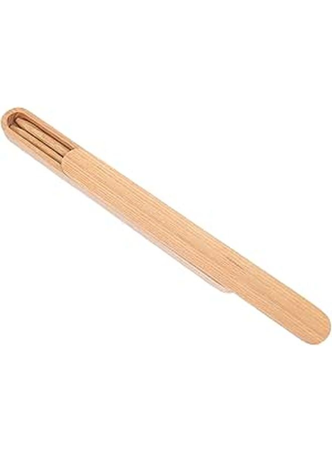 Reusable Natural White Ash Wood Chopsticks Set with Sliding Case for Camping and Portable Outdoor Use - Image 1