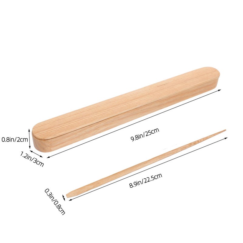Reusable Natural White Ash Wood Chopsticks Set with Sliding Case for Camping and Portable Outdoor Use - Image 3