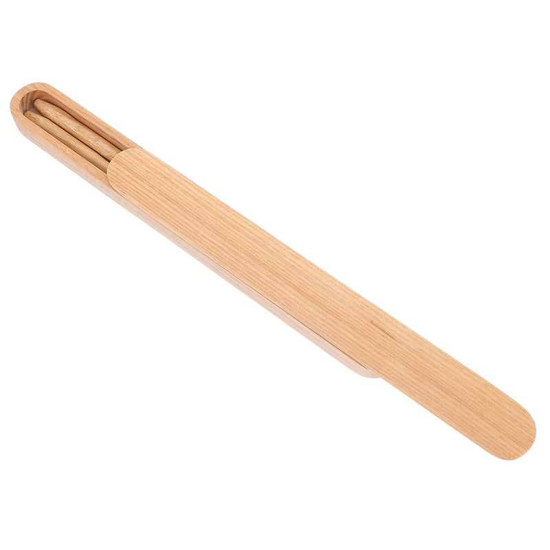 Reusable Natural White Ash Wood Chopsticks Set with Sliding Case for Camping and Portable Outdoor Use - Image 2