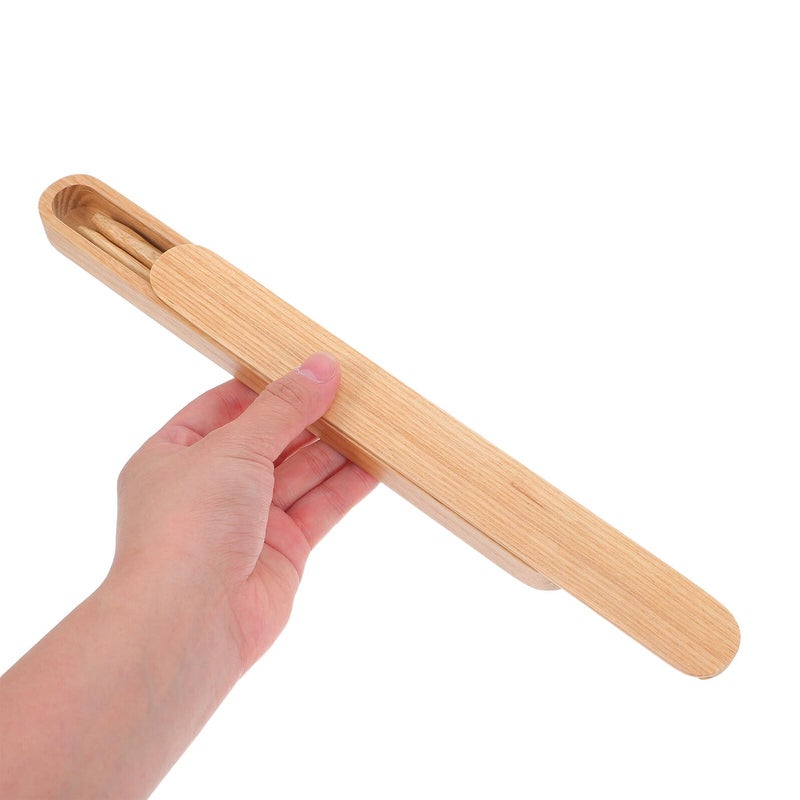 Reusable Natural White Ash Wood Chopsticks Set with Sliding Case for Camping and Portable Outdoor Use - Image 5