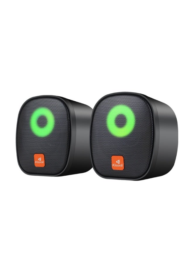 Kisonli X11 USB 2.0 Multimedia RGB Speaker Portable Stereo PC Laptop Speaker with 3.5mm AUX and LED Light - Image 3