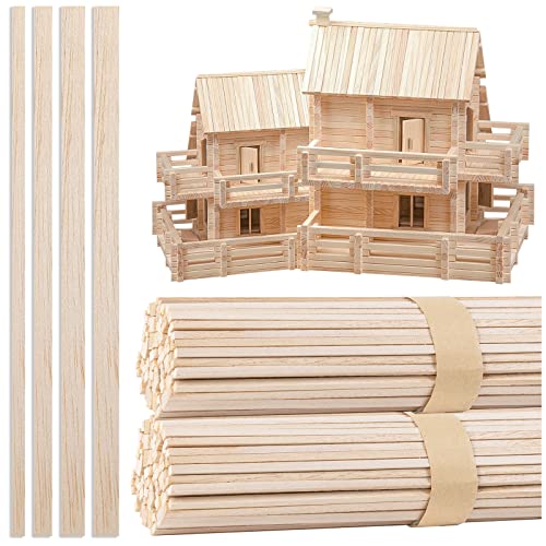 ZAUGONTW 250Pcs Balsa Wood Sticks, Square Wooden Dowels 1/8, 4/25, 3/16, 1/4 x 10 Inch, Hardwood Square Dowels Unfinished Wooden Strips for DIY Molding Crafts Projects Making - Image 1