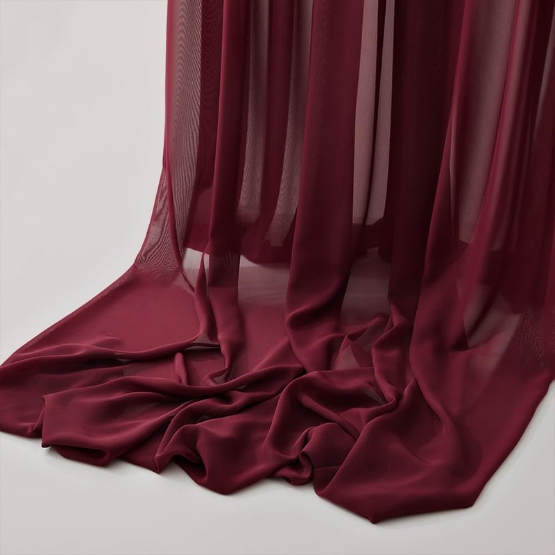 MaiMaiSuan 60" Wide Wine Red Chiffon Fabric by The Yard Soft Sheer Fabric for Wedding Arch Draping Fabric,Bridal Wedding Dress Sewing DIY,1 Yard - Image 3