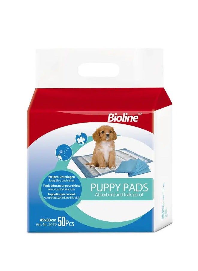 Bioline وسادات تدريب الجراء من بيولين 50 قطعة قابلة للامتصاص ومضادة للتسرب من الأقمشة غير المنسوجة (45x33 سم) (أبيض) - Image 1