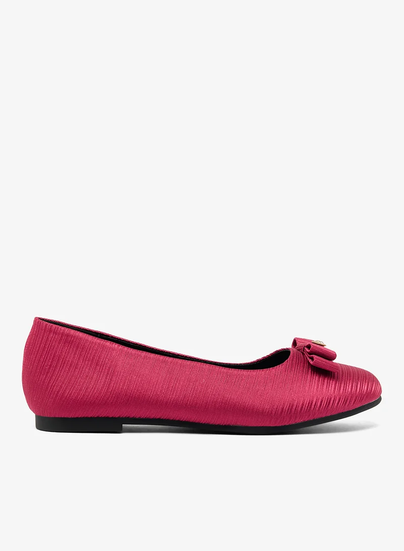 ايلا Textured Classic Ballet Flat With Bow