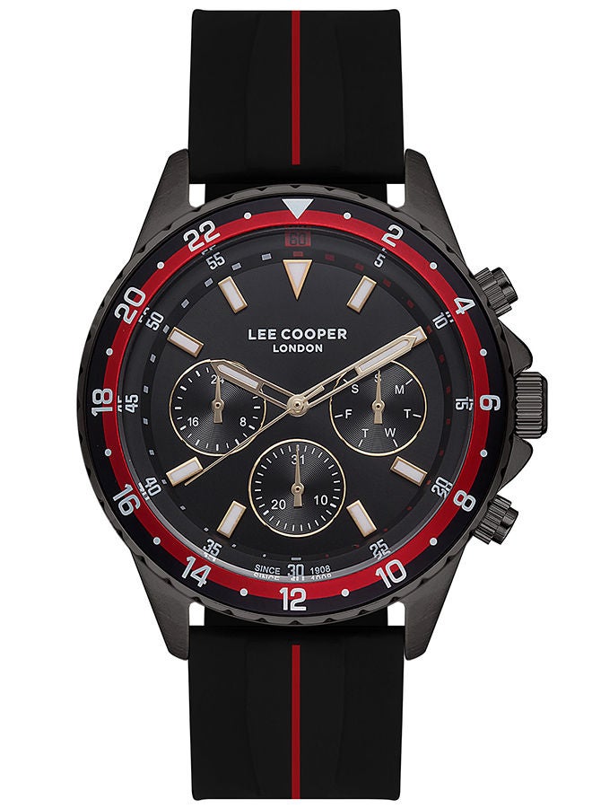 لي كوبر ساعة يد كرونوغراف رجالية دائرية بسوار سيليكون . - Image 1