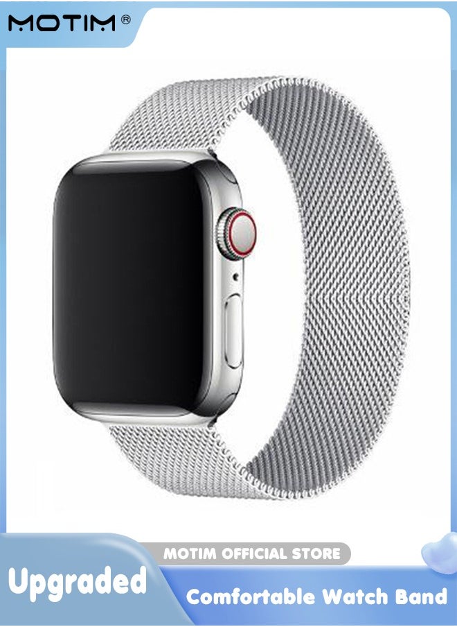 Motim - Stainless Steel Milanese Loop Apple Watch Band 42mm/44mm/45mm/49mm, iWatch Magnetic Metal Stainless Steel Replacement Band Wristband for iwatch Series Ultra SE Series 10/9/8/7/6/5/4/3/2/1 - Image 1