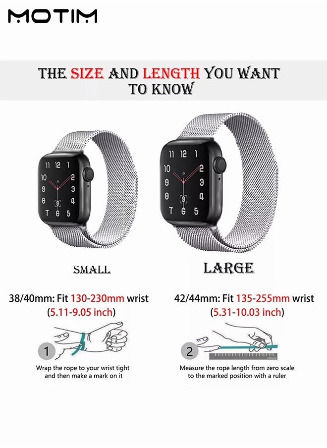 Motim - Stainless Steel Milanese Loop Apple Watch Band 42mm/44mm/45mm/49mm, iWatch Magnetic Metal Stainless Steel Replacement Band Wristband for iwatch Series Ultra SE Series 10/9/8/7/6/5/4/3/2/1 - Image 1