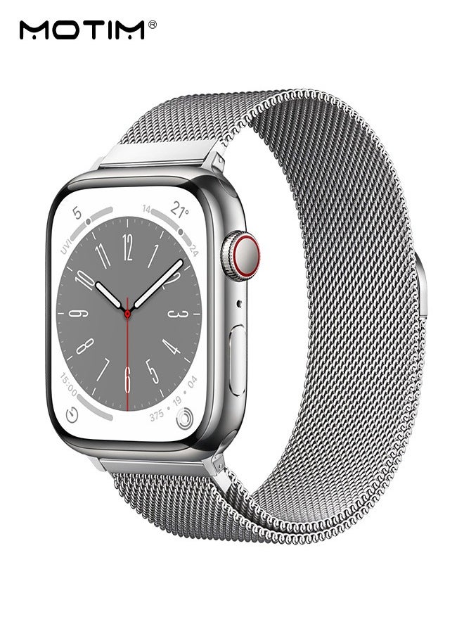 Motim - Stainless Steel Milanese Loop Apple Watch Band 42mm/44mm/45mm/49mm, iWatch Magnetic Metal Stainless Steel Replacement Band Wristband for iwatch Series Ultra SE Series 10/9/8/7/6/5/4/3/2/1 - Image 1