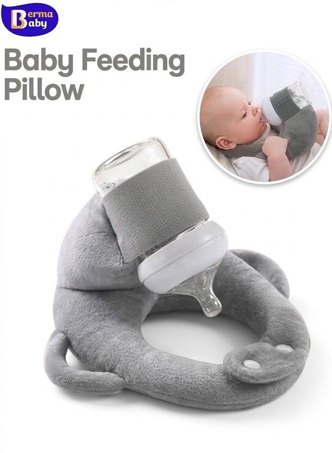 Berma Baby Baby feeding pillow baby support bottle holder, bottle feeding holder, baby feeding pad, newborn anti-spit-up pillow, baby anti-bias head pillow - gray - Image 1