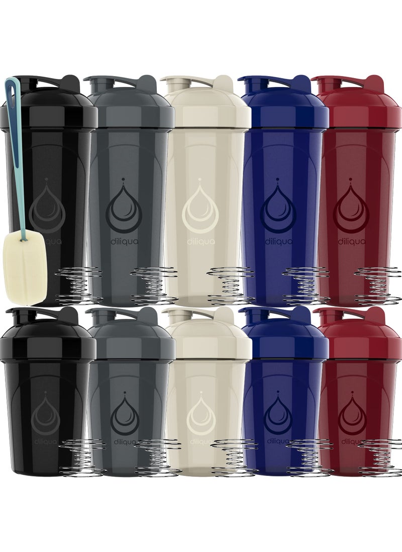 Diliqua diliqua 10 PACK Shaker Bottles for Protein Mixes  BPAFree  Dishwasher Safe  5 Large 28 oz  5 20 oz small protein shaker bottle  Shaker Cups for protein shakes  Blender Shaker Bottle Pack 
