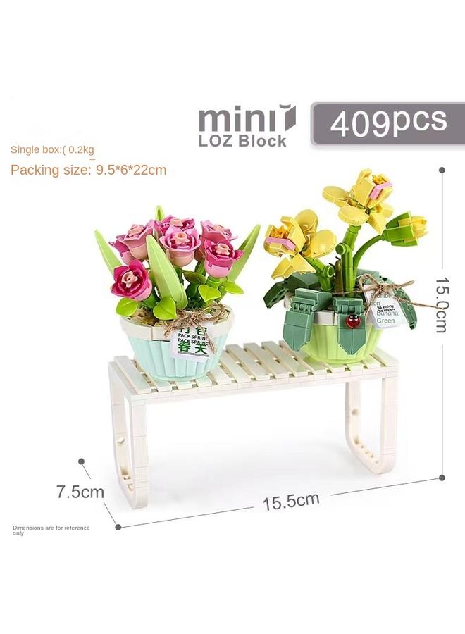 الأزرق جي دبليو Loz1657 الحب الرومانسي البحر حبيبات صغيرة باقات اللبنات المجمعة يدويًا هدايا ألعاب DIY - Image 1