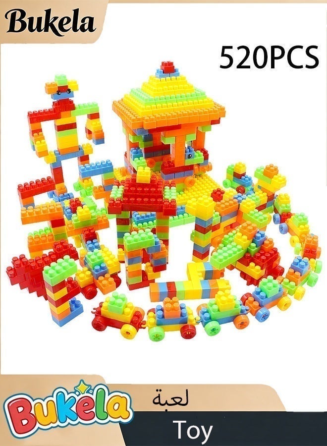 Bukela 520Pcs Building Blocks Set Educational STEM Building Toy, Creative Construction Block Toys Set Learning Playset Kit for Boys Girls, Child Brain Development Preschool Kindergarten Toy Age 3+ - Image 2