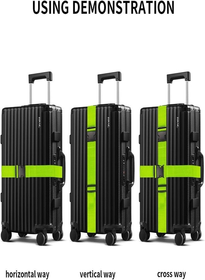 Hexwell أحزمة أمتعة هيكسويل للحقائب بطول 79 بوصة، حزام أمتعة قابل للتعديل مع علامات تعريفية، حزام أمتعة سفر سهل التعرف عليه (أخضر، عبوة من 4 قطع) - Image 4