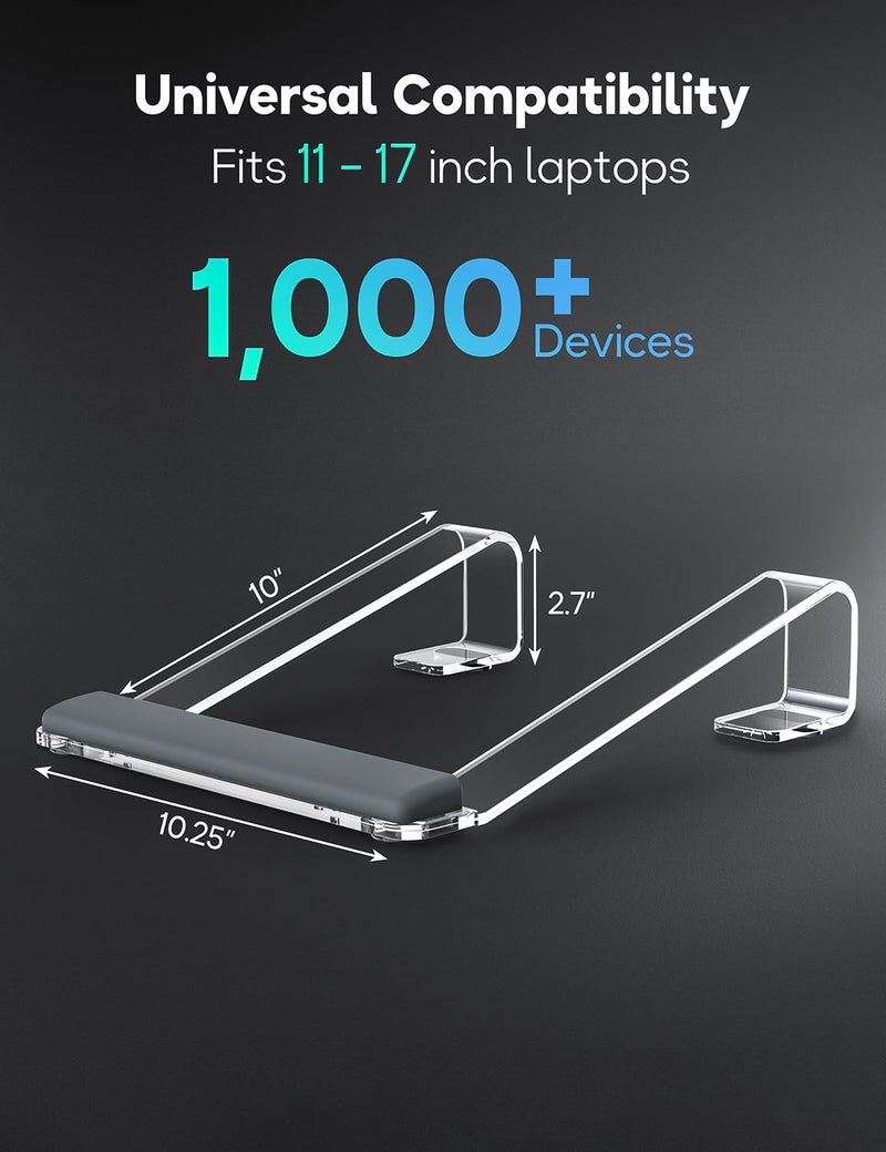 JCZT Clear Acrylic Laptop Stand for Desk, with Wrist Rest, Ergonomic Detachable Mount Compatible with 10-17'' All Laptops Such as MacBook Air Pro/HP/Dell/Lenovo - Image 5