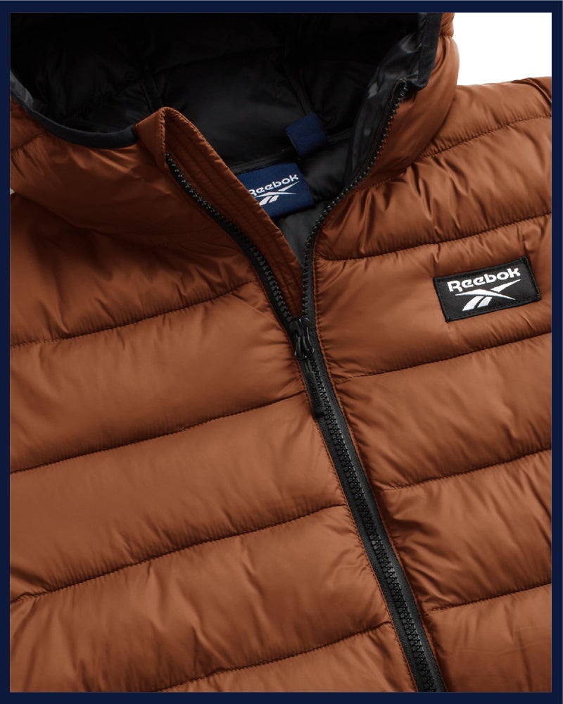 Reebok Mens Puffer Jacket - Lightweight Quilted Glacier Shield Plus Size Puffer Jackets for Men - Insulated Mens Winter Coats, Size Medium, Mocha - Image 2