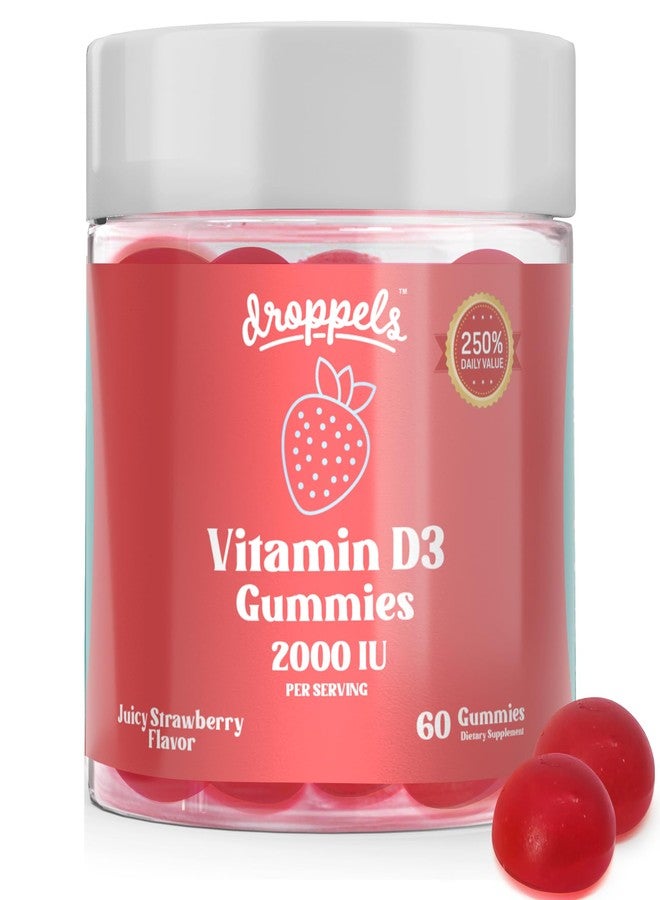 Droppels Vitamin D3 Gummies 2000 IU – Extra Strength, Vegetarian, Pectin Plant-Based Vitamin D Gummies for Bone Health Support – Juicy Strawberry Flavor, 60 Count (1-Month Supply) - Image 1