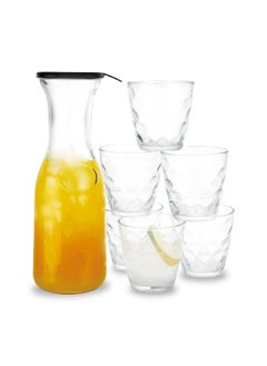 7-Piece Durable Easy Cleaning Dot Design Glass Beverage Set Clear