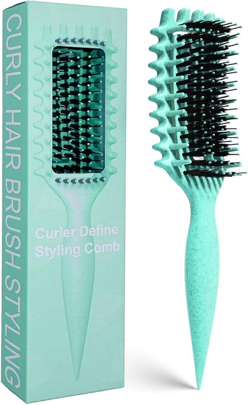 MMBVSZ Curly Hair Brush Candybrush Curl Defining Brush for Detangling Shaping and Defining Curls for Women, Men, Wet & Dry Hair (Green) - Image 1