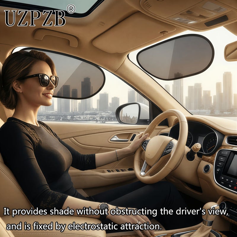 2pcs Car Sunshade Blocks Sunlight Anti Glare UV Protection Static Cling No Residue Fit Front Side Rear Windows Sunroof - Image 1