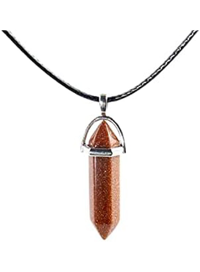 Hexagonal Sand Stone Agate Pendant Necklace