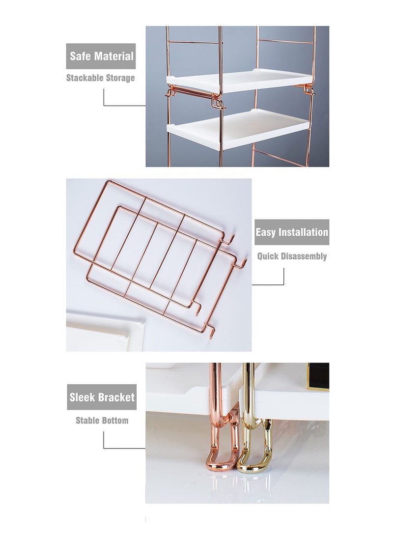 Y&D Bathroom Countertop Organizer, 2-tier Organizer Counter and Storage Shelf Vanity Tray Skincare (Gold, White) - Image 5
