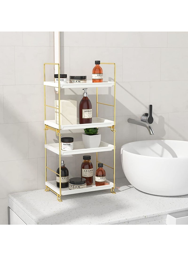 Y&D Bathroom Countertop Organizer, 2-tier Organizer Counter and Storage Shelf Vanity Tray Skincare (Gold, White) - Image 3