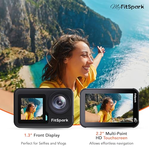 FitSpark MyFitSpark DOLPHIN 1.0 Big 2.20" Full Frame Borderless Display | Real 4K30FPS 20MP Dual Touchscreen WiFi Action Camera | Wireless MIC Support | EIS 3.0 Sony Sensor No.1 Chipset Smart Remote + Full Kit - Image 3