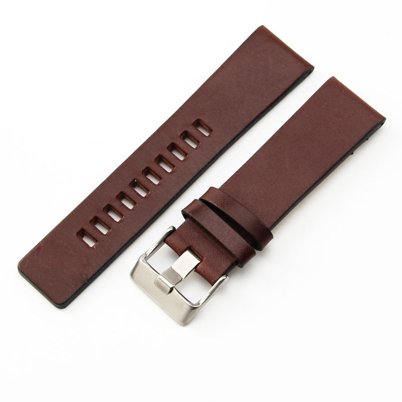Generic Genuine Leather Strap for Men DZ1405 4323 Coffee-Steel Buckle-K3 