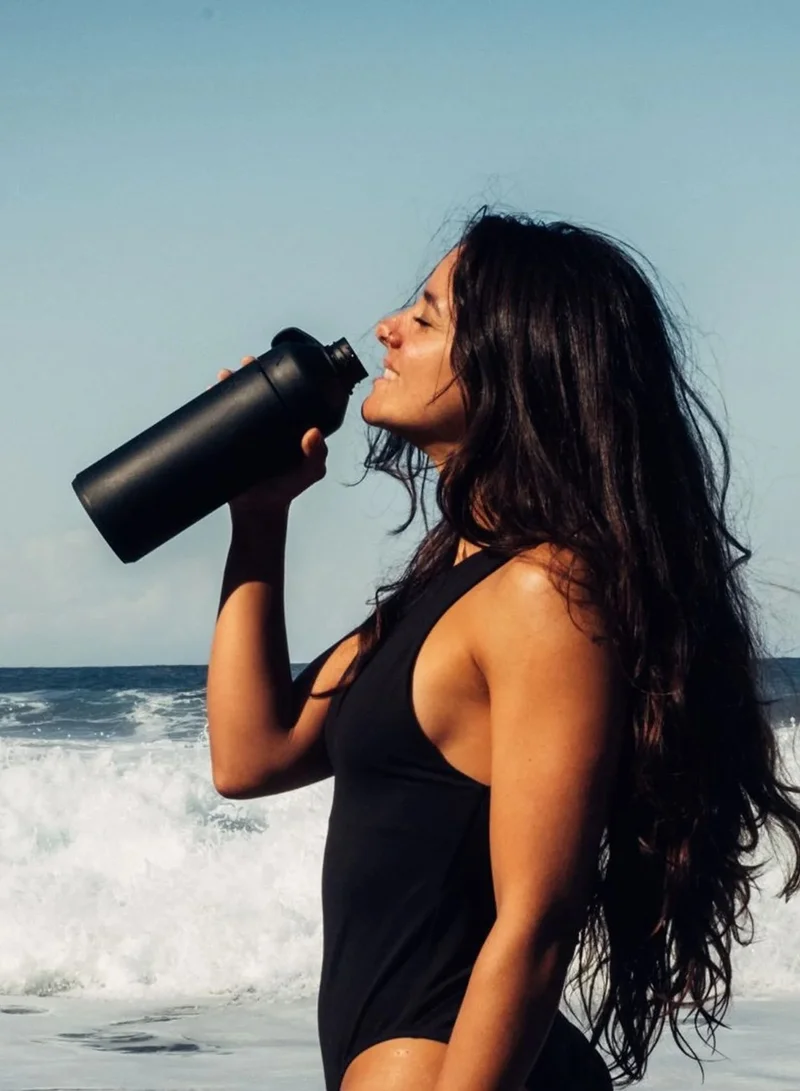 Ocean Bottle Eco-Friendly Stainless Steel Reusable Water Bottle Leakproof BPA Free Dishwasher Safe Double Wall Vacuum Insulated Thermos Flask - Obsidian Black - 34 oz