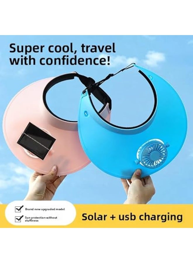 Haizol Solar Powered Visor Cap with Built-in Cooling Fan UV Protection Sun Hat Adjustable Strap Outdoor Sports - Image 2