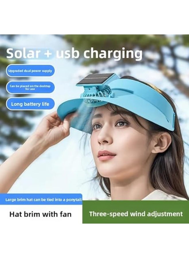 Haizol Solar Powered Visor Cap with Built-in Cooling Fan UV Protection Sun Hat Adjustable Strap Outdoor Sports - Image 4