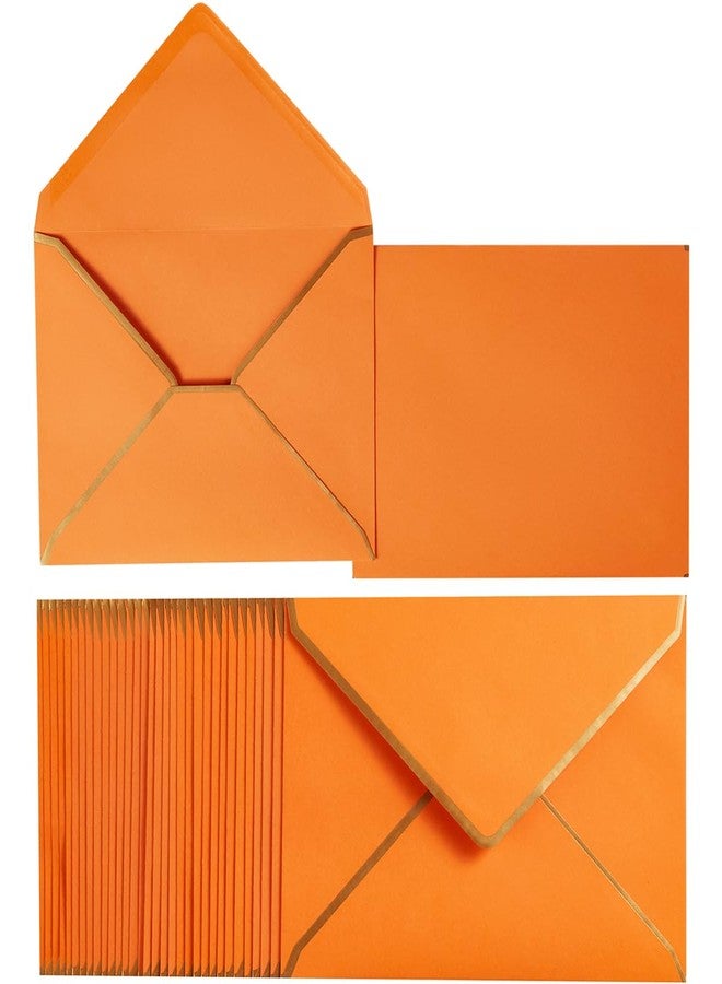 Homtable 50 Pack Dark Orange A7 Envelopes 5 x 7 Self-Adhesive V Flap Envelopes with Gold Border for Office, Greeting Card, Wedding, Graduation, Baby Shower, Parties, Invitations (5x7 inches) - Image 1