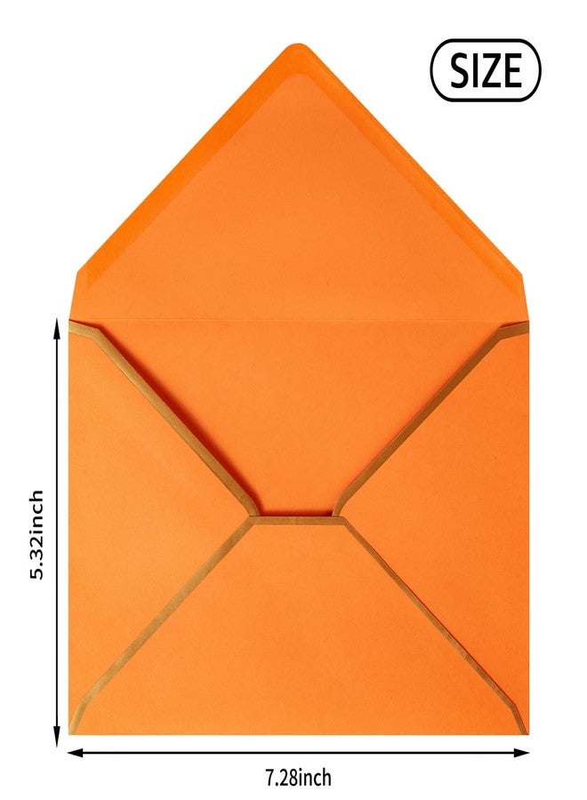 Homtable 50 Pack Dark Orange A7 Envelopes 5 x 7 Self-Adhesive V Flap Envelopes with Gold Border for Office, Greeting Card, Wedding, Graduation, Baby Shower, Parties, Invitations (5x7 inches) - Image 2