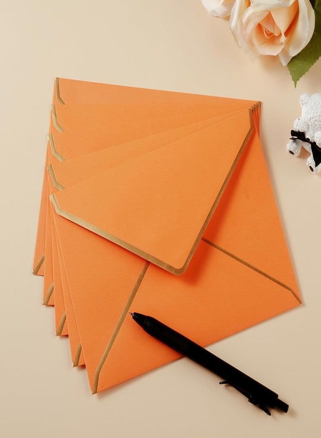 Homtable 50 Pack Dark Orange A7 Envelopes 5 x 7 Self-Adhesive V Flap Envelopes with Gold Border for Office, Greeting Card, Wedding, Graduation, Baby Shower, Parties, Invitations (5x7 inches) - Image 4