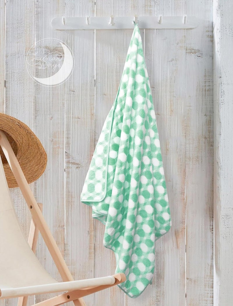 STATUS Contract Microfiber Towels for BathSoft Coral Fleece Towel with Hook Quick Dry Super AbsorbentStripes Bath Towel for Men and Women70 x 140 cm and Hand Towel 40x60cm Green