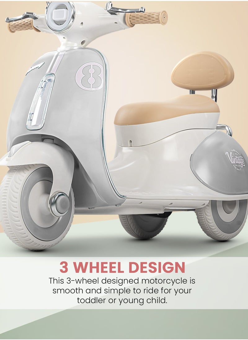 BAYBEE Vespa Battery Operated Bike for Kids, Ride on Toys Kids Bike Scooty with Light & Music Baby Bike Rechargeable Battery Bike Electric Bike for Kids to Drive 1 to 3 Years Boy Girl Grey  - Image 5