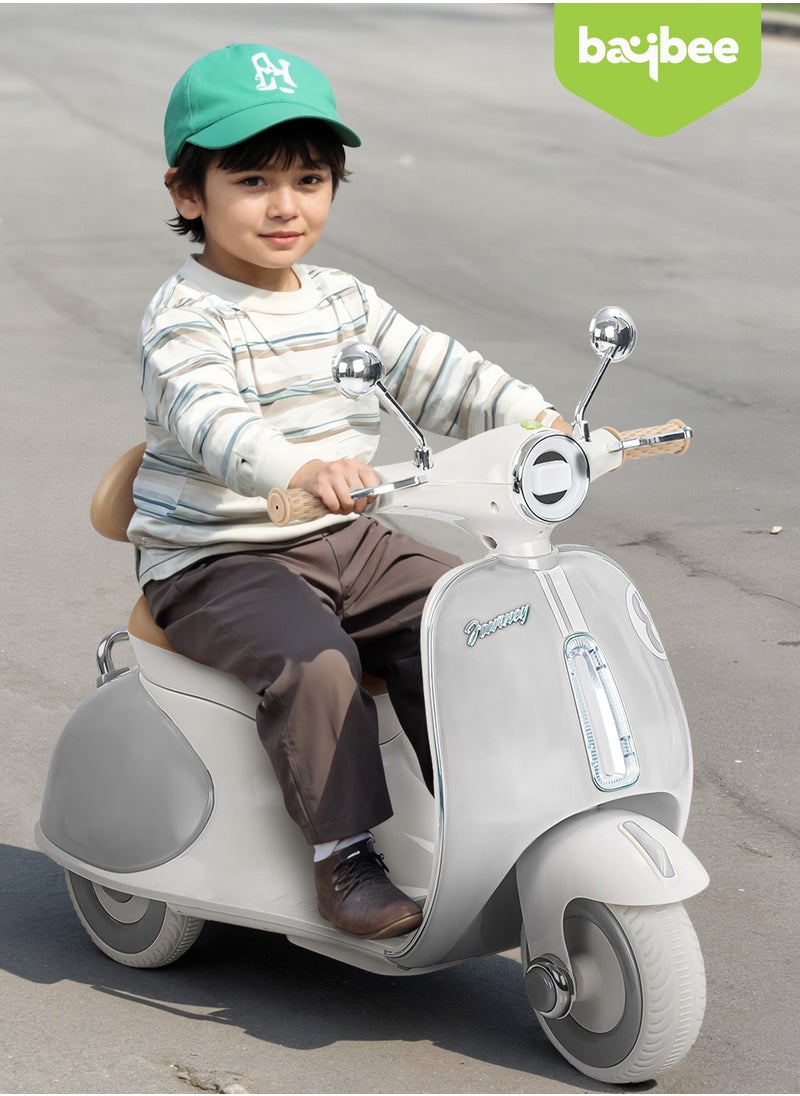 BAYBEE Vespa Battery Operated Bike for Kids, Ride on Toys Kids Bike Scooty with Light & Music Baby Bike Rechargeable Battery Bike Electric Bike for Kids to Drive 1 to 3 Years Boy Girl Grey  - Image 2