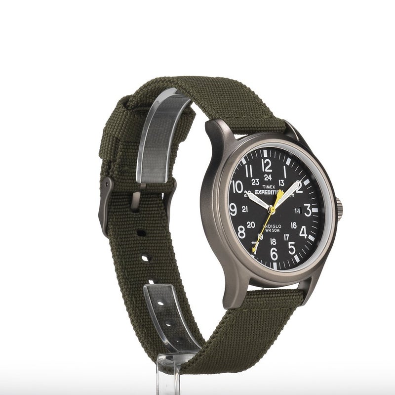 Timex Men's Expedition Scout 40mm Watch â€“ Black Dial Gray Case & Green Fabric Strap - Image 5