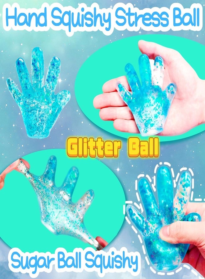 EVDERS 1Pcs Slow Rise Glitter Squishy Ball Fake Hand Sugar Stress Balls for Adults&Kids Novelty Squeeze Toy Sensory Fidget Toys Stress Relief Squishies for Party Favors Classroom Prizes (Blue) - Image 3