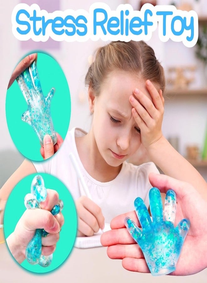 EVDERS 1Pcs Slow Rise Glitter Squishy Ball Fake Hand Sugar Stress Balls for Adults&Kids Novelty Squeeze Toy Sensory Fidget Toys Stress Relief Squishies for Party Favors Classroom Prizes (Blue) - Image 4