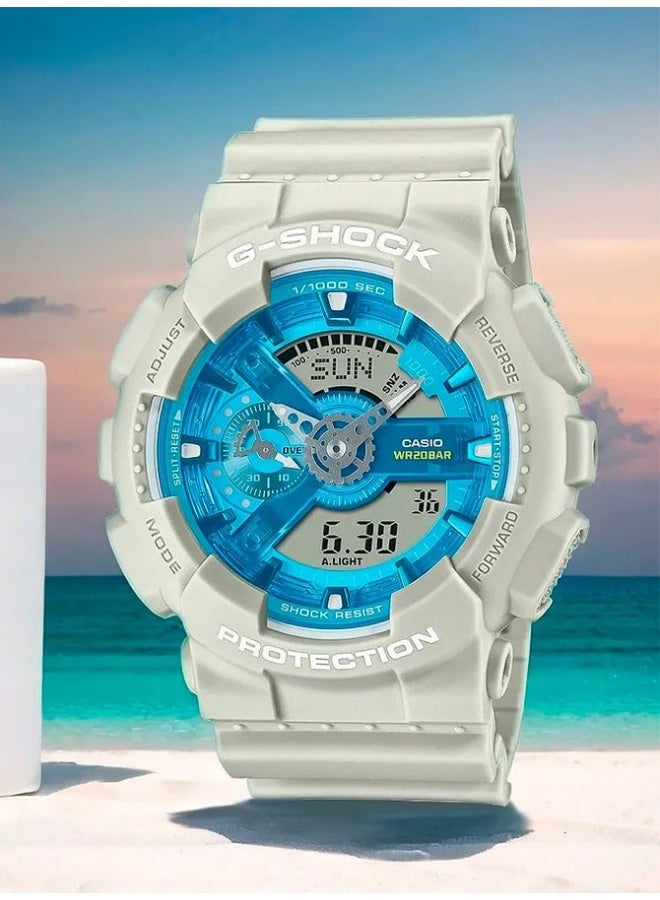 G-SHOCK Analog-Digital Men’s Watch GA-110AS-5A, 51.2 mm Blue Dial, Resin Case & Strap, Shock-Resistant, 200 m WR - Image 1