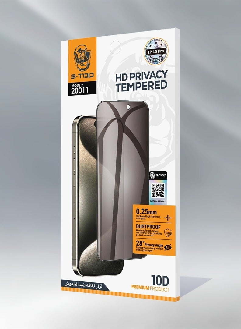 S-TOP Privacy Screen Protector for iPhone 14 Pro, 9H Hardness Tempered Glass Anti-Spy Layer, by S-TOP - Image 4